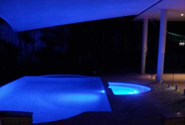 Outdoor pool with pool lights