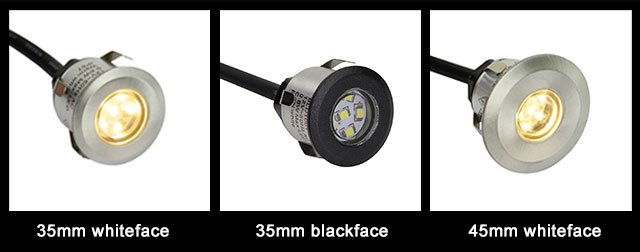 35mm whiteface light, 35mm blackface bulb, 45mm whiteface bulb