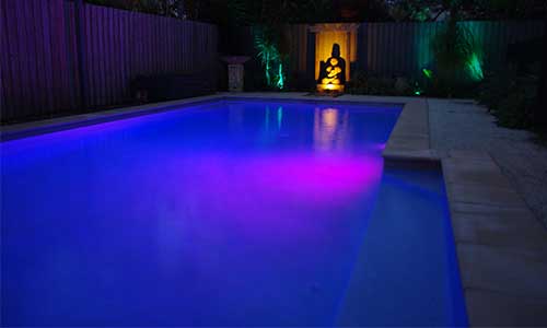 Large rectangle pool with LED pool light
